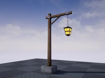 Medieval Light Post  3D model