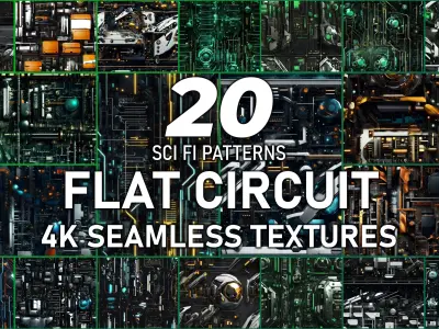 20 Seamless Sci-fi Patterns - Flat Circuit Texture Texture