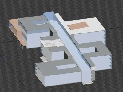 Building Model with two floors and roof Low-poly 3D model