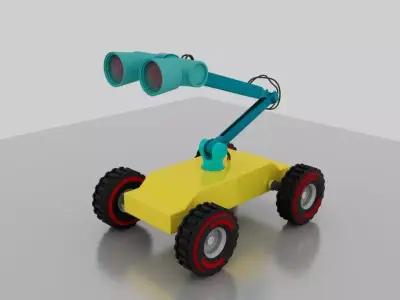 Robot toy on wheels Low-poly 3D model