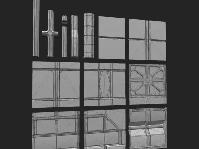 SCI-FI PBR Wall Collection Low-poly 3D model