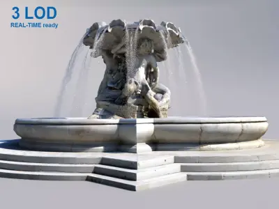 Triton fountain Low-poly 3D model
