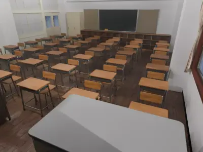 A Japanese school classroom 3D model