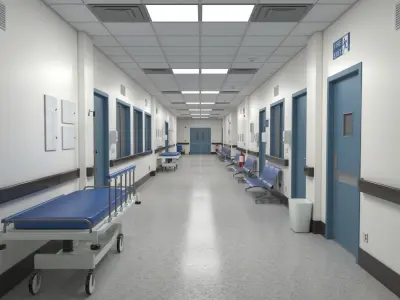 Modular Hospital Corridor Kit Low-poly 3D model