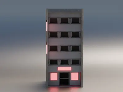 Old Hotel Building  Low-poly 3D model