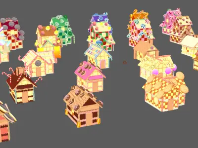 Stylish Candy Biscuit Architecture House Low-poly 3D model