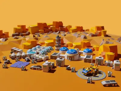 Mars Station Low-poly 3D model