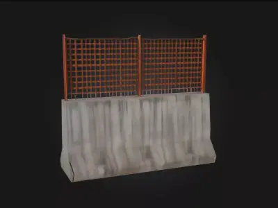 Concrete Barrier with Metal Fence  Urban Protection Reinvented 3D model