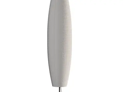 Silver-gray metal round base white paper floor lamp 3D model
