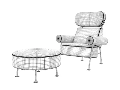 Astair Armchair and Footstool 3D model