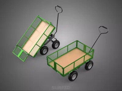 TIPPING MESH NET TROLLEY CART WAGON TRAILER WHEEL BARROW UTILITY 3D model