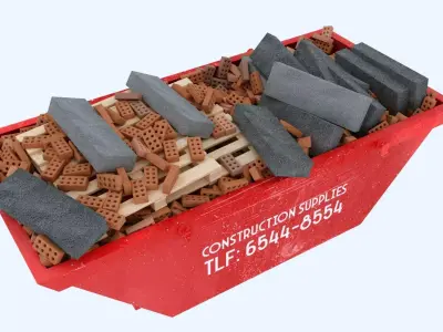 Industrial Container with concrete blocks and bricks 3D model