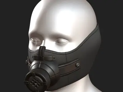 Gas mask respirator scifi futuristic  Low-poly 3D model 16