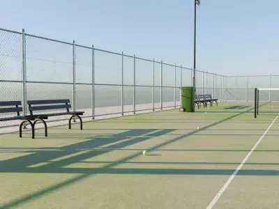 Tennis Court - Blender Scene Low-poly 3D model