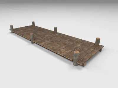 Wooden Park Deck floor Low-poly 3D model