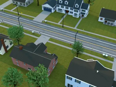 Neighborhood house with tree 3D model