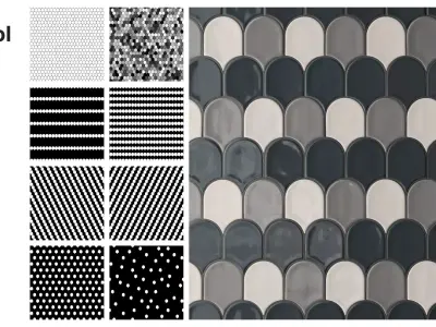 Elongated Fishscale Tile in Straight Set Texture