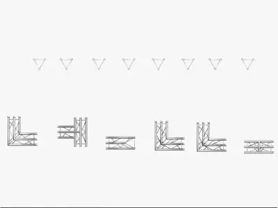 Mini Triangular Truss Collection - 14 PCS Modular 3D model