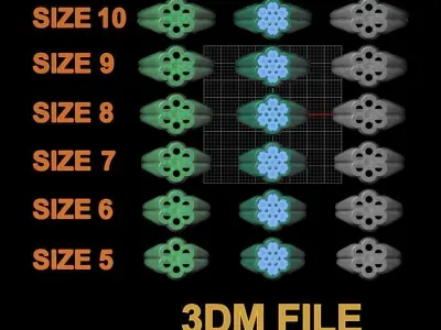 Round Cluster Diamond Ring Signet Band Mix Size  3D print model