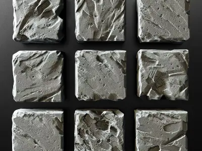 Stone cube panel old n2 3D model