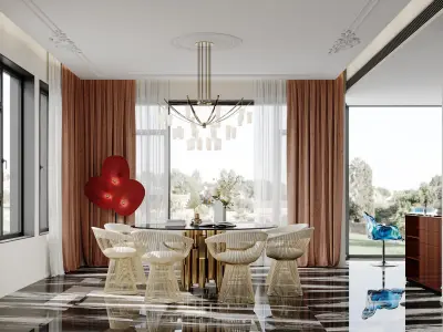 French villa interior scene 3D model