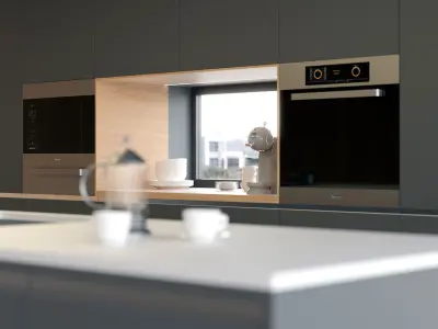 Corona - C4D Scene files - Minimalist Kitchen Interior Scene 3D model