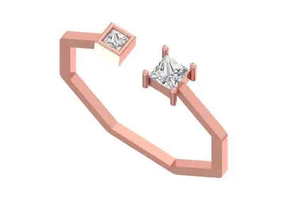 Open End Women Light Weight Band Princess Stone Ring 3D print model purchase