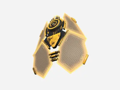 SciFi Shield A08 Yellow - Sci Fi Weapon Design Low-poly 3D model