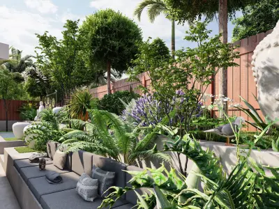  3D Exterior Scene 3D model design garden and landscape 3D model