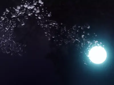 Abstract magic particles from circle with animation  3D model