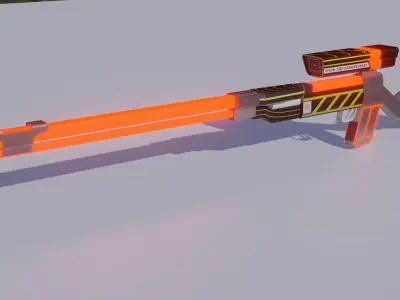 Game Ready Sniper Model gun with orange light Low-poly 3D model