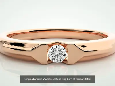 24 Ultra Light Wt Solitaire Ring 3dm stl renders details 3D Model Pack