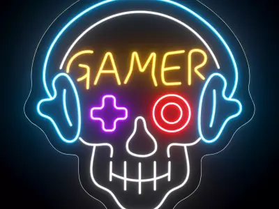 Gamer Neon Sign 3D model