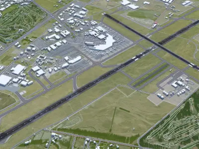 Christchurch Airport 10km Low-poly 3D model