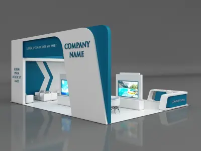 Booth Exhibition Stand Stall 12x8m Height 450 cm 4 Side Open 3D model