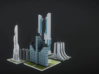 Future urban architecture in science fiction A04 3D model