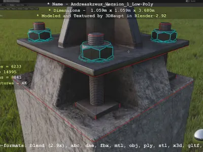 Andreaskreuz Version 1 Low and High-Poly 3D Model Pack