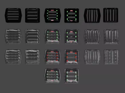 Procedural air conduct grates for sci-fi game or industrial area Low-poly 3D model