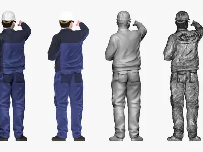001203 worker man in special uniform in glasses 3D model