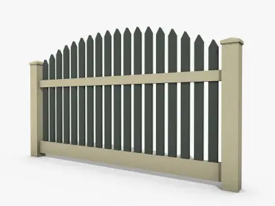 Wooden Fence Low-poly 3D model 9