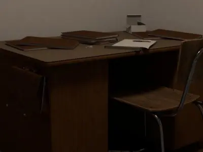 high poly office with all objects 3d models Free low-poly 3D model