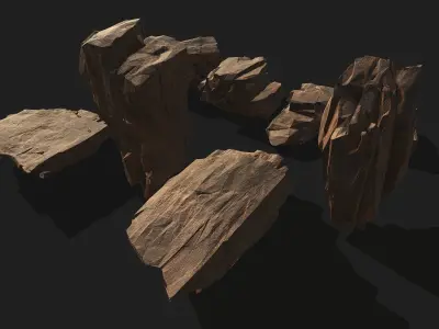 desert rocks - 3D Models PBR Pack 06 Low-poly 3D model