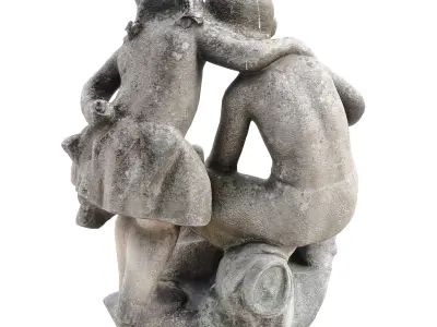 Two kids sculpture 3D model