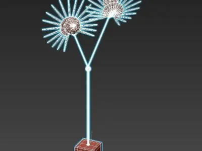 inez-floor-lamp floor lamp with two sunbursts 3D model
