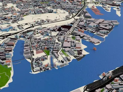 Gothenburg Goteborg City 2021 March 3d model Low-poly 3D model