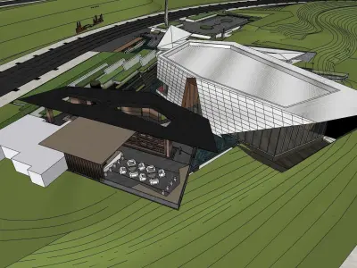 contemporary corporate office building 3D model