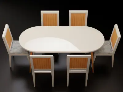 Mid-century Modern Dining Table with 4 Tapered Legs Free 3D model