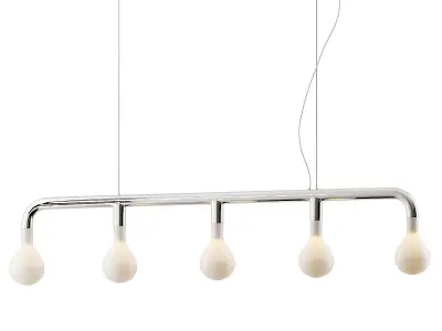 Chromed and Matte Red Pom Pom 5 Linear Pendant from Calligaris 3D model