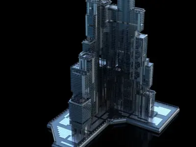Futuristic Future Modern City Building Skyscraper 05 3D model