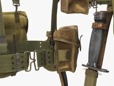  M1956 U S Infantry Rig with Canteen and Knife Green 